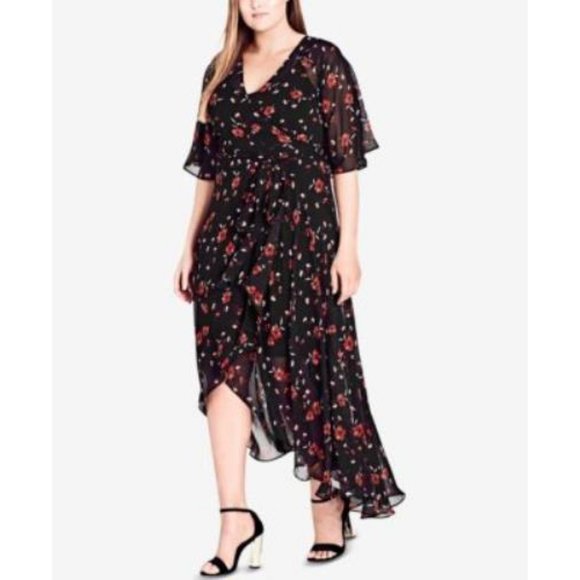 City Chic Dresses & Skirts - City Chic Trendy Floral Matching Tie Wrap Dress